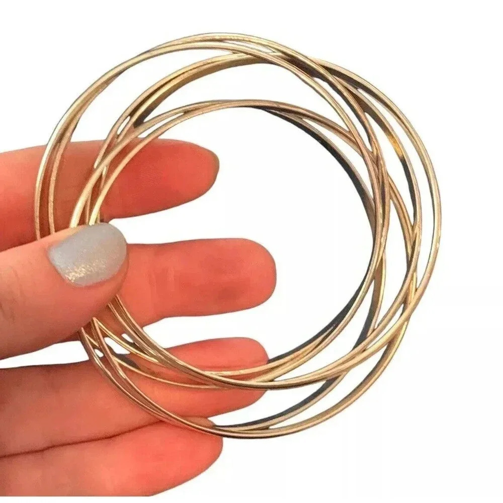 Set Of 6 Interlocking Bangle Twisted Bracelet Sta… - image 4